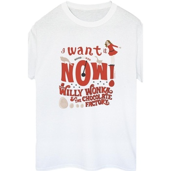 textil Mujer Camisetas manga larga Willy Wonka Verruca Salt I Want It Now Blanco