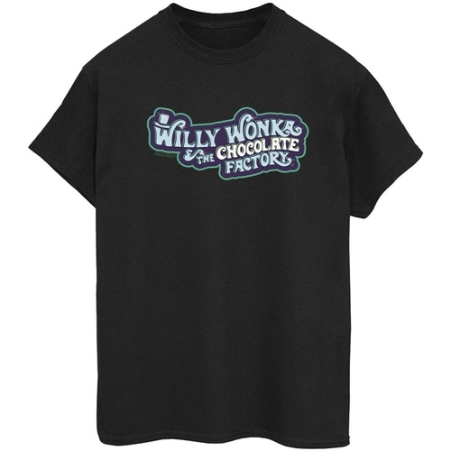 textil Mujer Camisetas manga larga Willy Wonka Chocolate Factory Logo Negro
