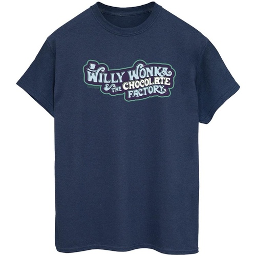 textil Mujer Camisetas manga larga Willy Wonka Chocolate Factory Logo Azul
