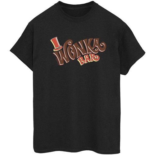 textil Mujer Camisetas manga larga Willy Wonka Bar Logo Negro