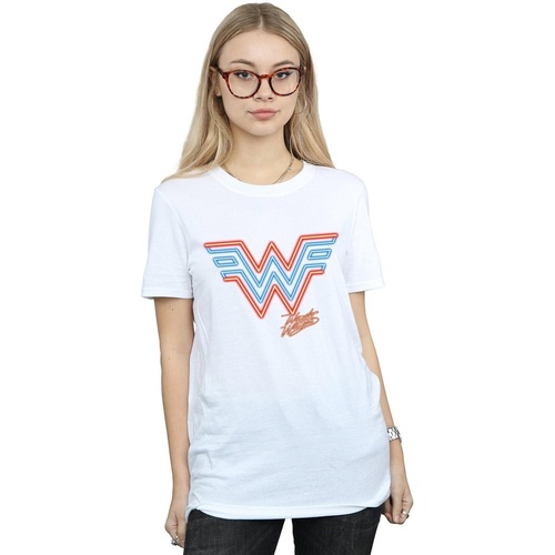 textil Mujer Camisetas manga larga Dc Comics Wonder Woman 84 Neon Emblem Blanco