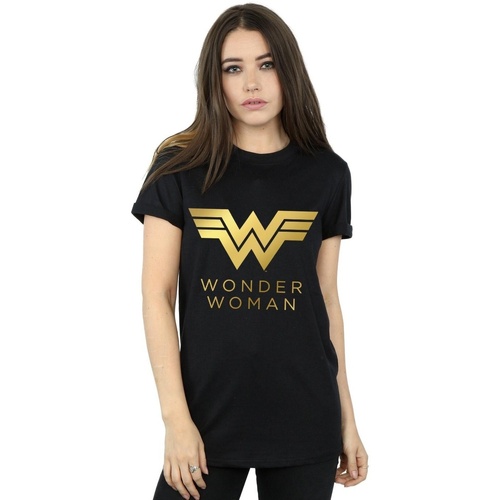 textil Mujer Camisetas manga larga Dc Comics Wonder Woman 84 Golden Logo Negro