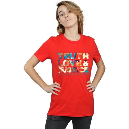 textil Mujer Camisetas manga larga Dc Comics Wonder Woman 84 Diana Truth Love Justice Rojo