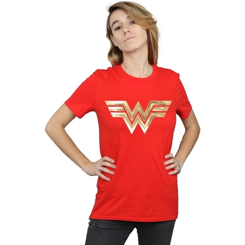 textil Mujer Camisetas manga larga Dc Comics Wonder Woman 84 Gold Emblem Rojo