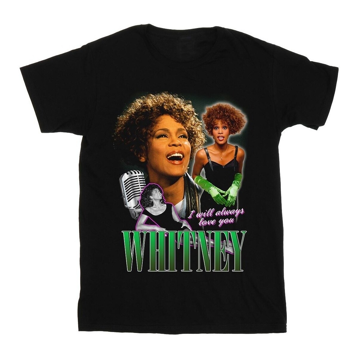 textil Mujer Camisetas manga larga Whitney Houston I Will Always Love You Homage Negro
