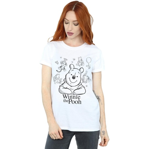 textil Mujer Camisetas manga larga Disney Winnie The Pooh Collage Sketch Blanco