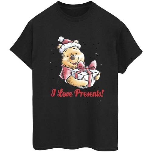 textil Mujer Camisetas manga larga Disney Winnie The Pooh Love Presents Negro
