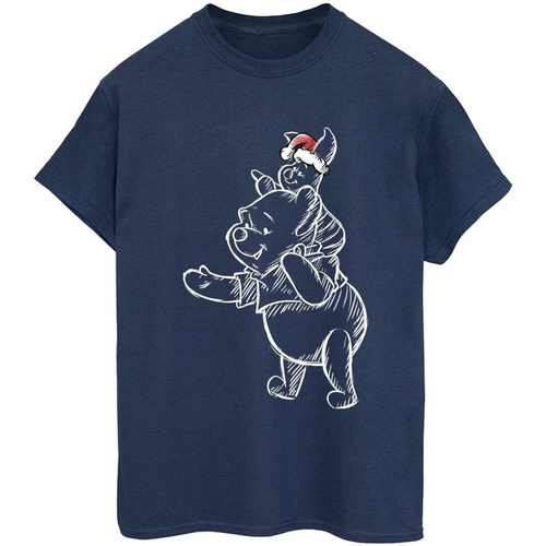 textil Mujer Camisetas manga larga Disney Winnie The Pooh Piglet Christmas Azul