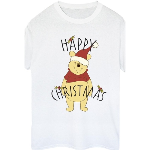 textil Mujer Camisetas manga larga Disney Winnie The Pooh Happy Christmas Holly Blanco