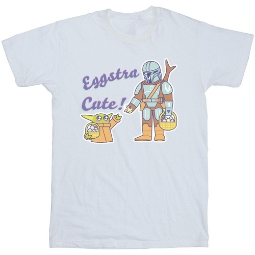 textil Hombre Camisetas manga larga Disney The Mandalorian Eggstra Cute Grogu Blanco