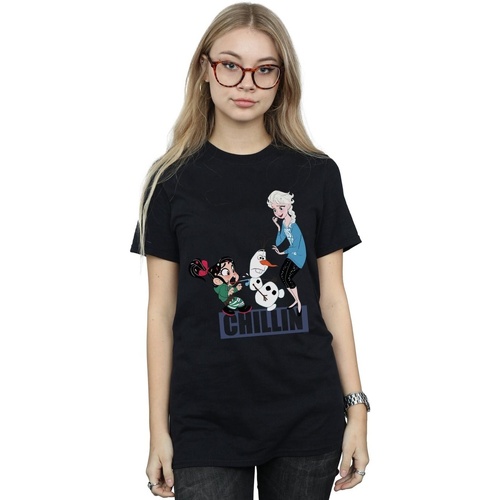 textil Mujer Camisetas manga larga Disney Wreck It Ralph Elsa And Vanellope Negro