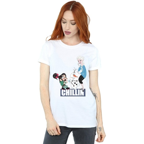 textil Mujer Camisetas manga larga Disney Wreck It Ralph Elsa And Vanellope Blanco
