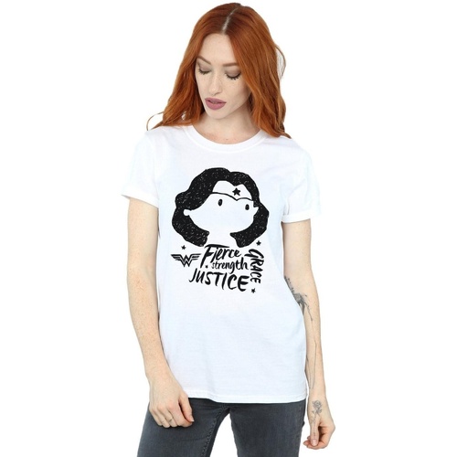 textil Mujer Camisetas manga larga Dc Comics Wonder Woman Fierce Sketch Blanco
