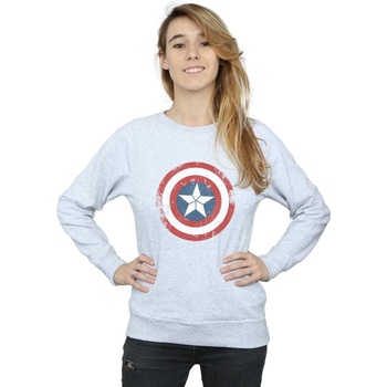 textil Mujer Sudaderas Marvel Captain America Civil War Distressed Shield Gris