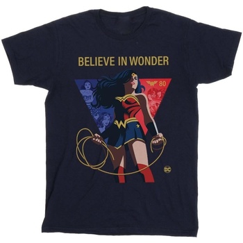 textil Mujer Camisetas manga larga Dc Comics Wonder Woman 80th Anniversary Believe In Wonder Pose Azul