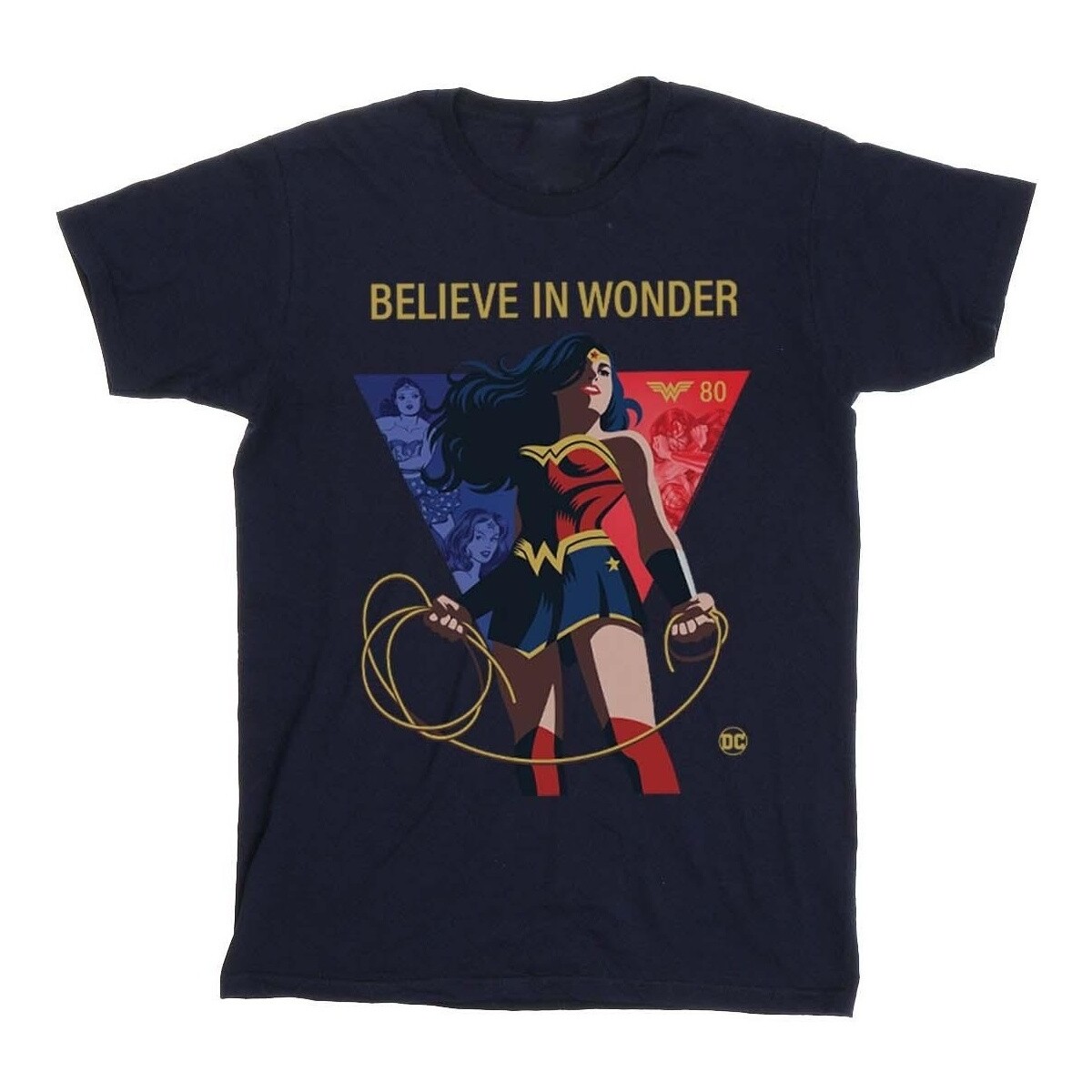 textil Mujer Camisetas manga larga Dc Comics Wonder Woman 80th Anniversary Believe In Wonder Pose Azul