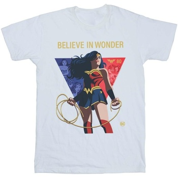 textil Mujer Camisetas manga larga Dc Comics Wonder Woman 80th Anniversary Believe In Wonder Pose Blanco
