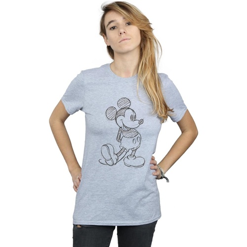 textil Mujer Camisetas manga larga Disney Mickey Mouse Sketch Kick Gris