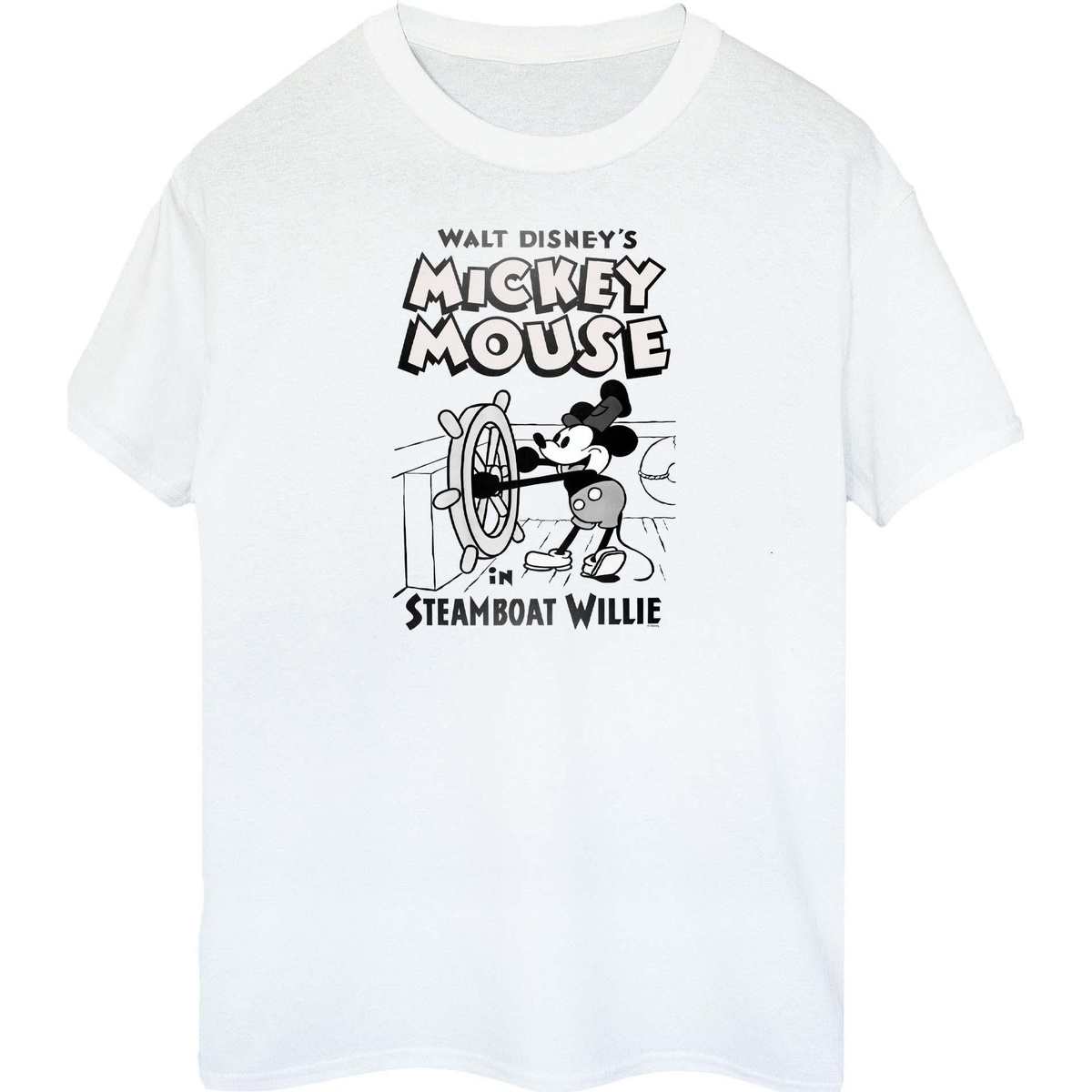 textil Mujer Camisetas manga larga Disney Mickey Mouse Steamboat Willie Blanco