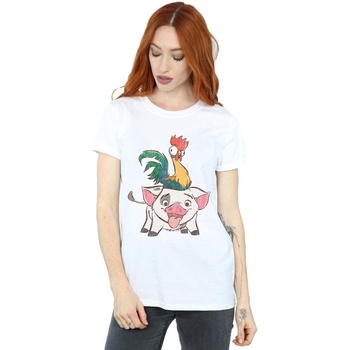 textil Mujer Camisetas manga larga Disney Moana Hei Hei And Pua Blanco