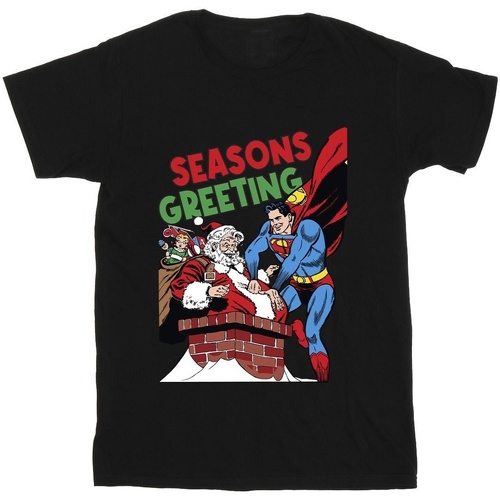 textil Niña Camisetas manga larga Dc Comics Superman Santa Comic Negro