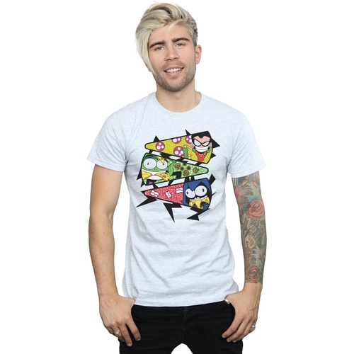textil Hombre Camisetas manga larga Dc Comics Teen Titans Go Pizza Slice Gris