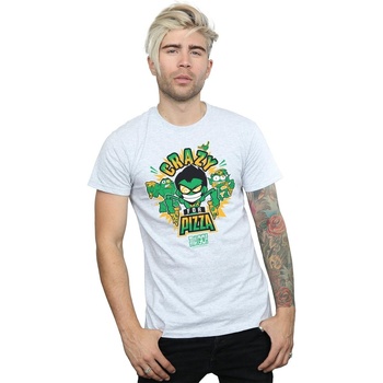 textil Hombre Camisetas manga larga Dc Comics Teen Titans Go Crazy For Pizza Gris