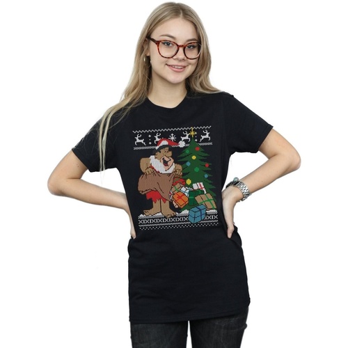 textil Mujer Camisetas manga larga The Flintstones Christmas Fair Isle Negro