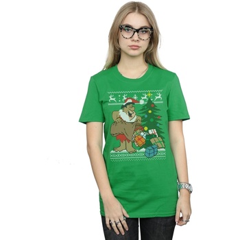 textil Mujer Camisetas manga larga The Flintstones Christmas Fair Isle Verde