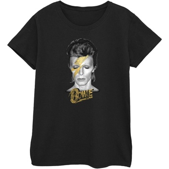 textil Mujer Camisetas manga larga David Bowie Aladdin Sane Gold Bolt Negro