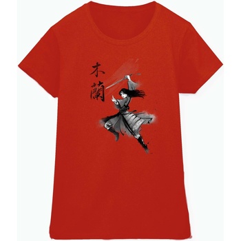 textil Mujer Camisetas manga larga Disney Mulan Movie Sword Jump Rojo