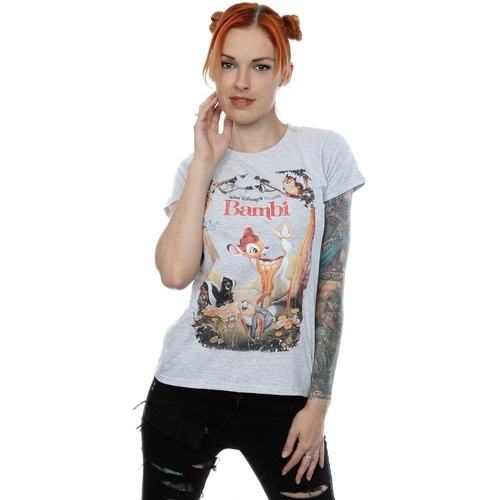textil Mujer Camisetas manga larga Disney Bambi Retro Poster Gris