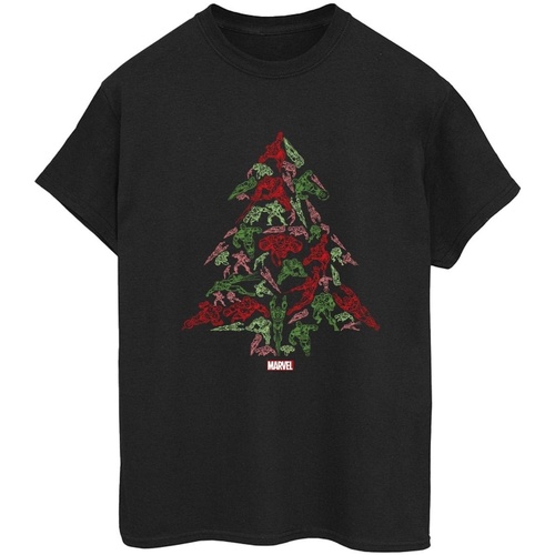 textil Mujer Camisetas manga larga Marvel Avengers Christmas Tree Negro