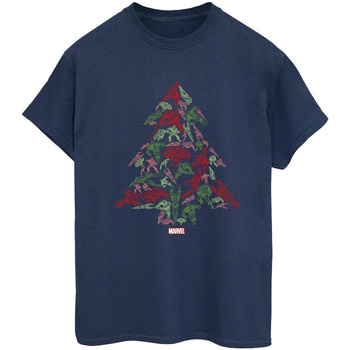 textil Mujer Camisetas manga larga Marvel Avengers Christmas Tree Azul
