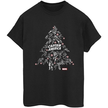textil Mujer Camisetas manga larga Marvel Captain America Christmas Tree Negro