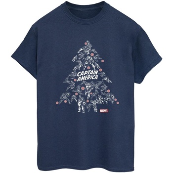 textil Mujer Camisetas manga larga Marvel Captain America Christmas Tree Azul
