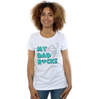 textil Mujer Camisetas manga larga The Flintstones Pebbles My Dad Rocks Blanco
