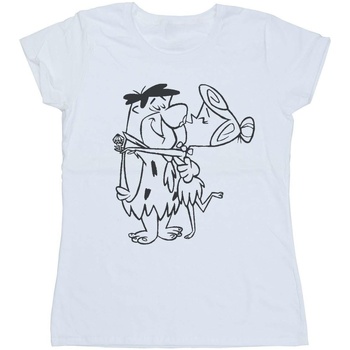 textil Mujer Camisetas manga larga The Flintstones Fred and Wilma Kiss Blanco
