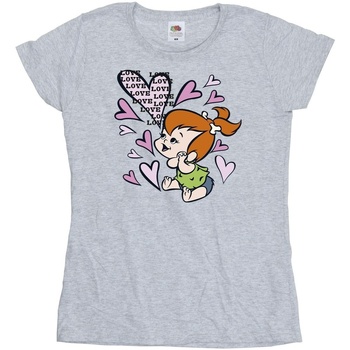 textil Mujer Camisetas manga larga The Flintstones Pebbles Love Love Love Gris