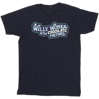 textil Hombre Camisetas manga larga Willy Wonka Chocolate Factory Logo Azul