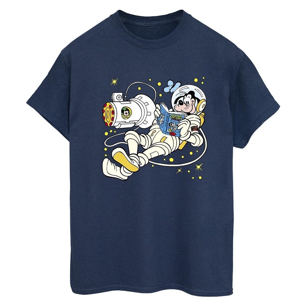 textil Mujer Camisetas manga larga Disney Goofy Reading In Space Azul