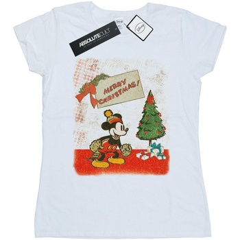 textil Mujer Camisetas manga larga Disney Mickey Mouse Vintage Christmas Blanco