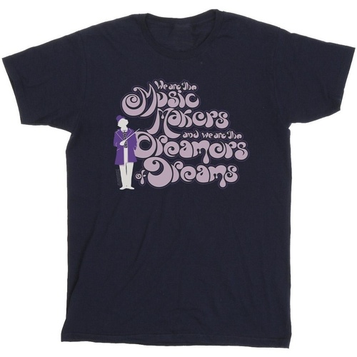 textil Hombre Camisetas manga larga Willy Wonka Dreamers Text Azul