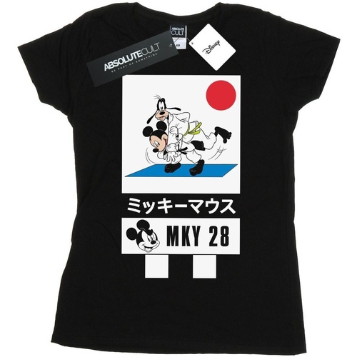 textil Mujer Camisetas manga larga Disney Mickey And Goofy Karate Negro
