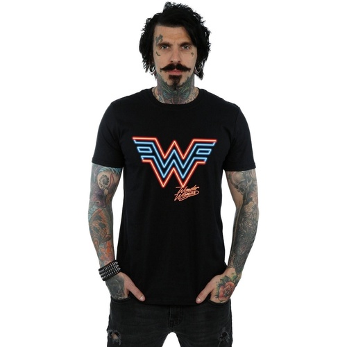 textil Hombre Camisetas manga larga Dc Comics Wonder Woman 84 Neon Emblem Negro