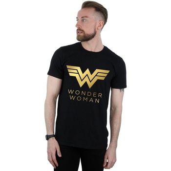 textil Hombre Camisetas manga larga Dc Comics Wonder Woman 84 Golden Logo Negro