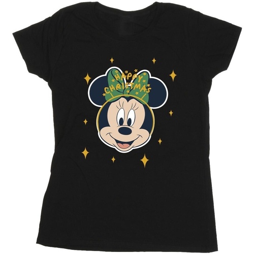 textil Mujer Camisetas manga larga Disney Minnie Mouse Happy Christmas Negro
