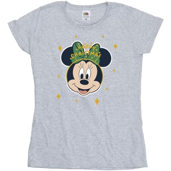 textil Mujer Camisetas manga larga Disney Minnie Mouse Happy Christmas Gris