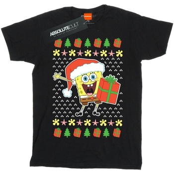 textil Mujer Camisetas manga larga Spongebob Squarepants Ugly Christmas Negro