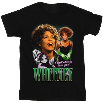 textil Hombre Camisetas manga larga Whitney Houston I Will Always Love You Homage Negro